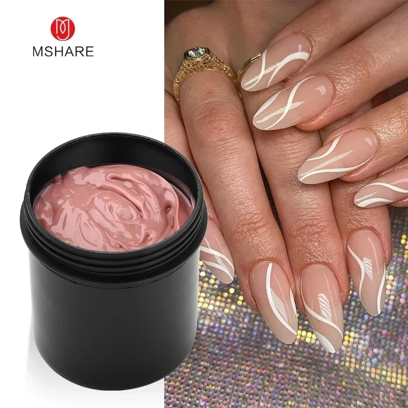 MSHARE 150ml Gel de gelatina constructor crema de Gel para extensión de uñas cubierta suave media sombra rosa blanco extensión rápida UV geles duros para uñas