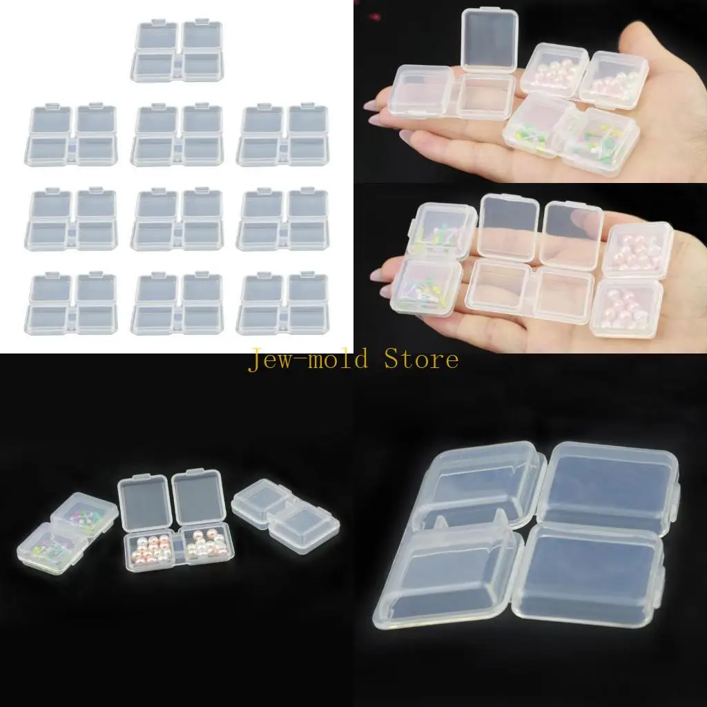 

C71B Small Beads Storage Box Plastic Mini Transparent Beads Clear Box Hinge Cover and Rectangular Bead Storage Container