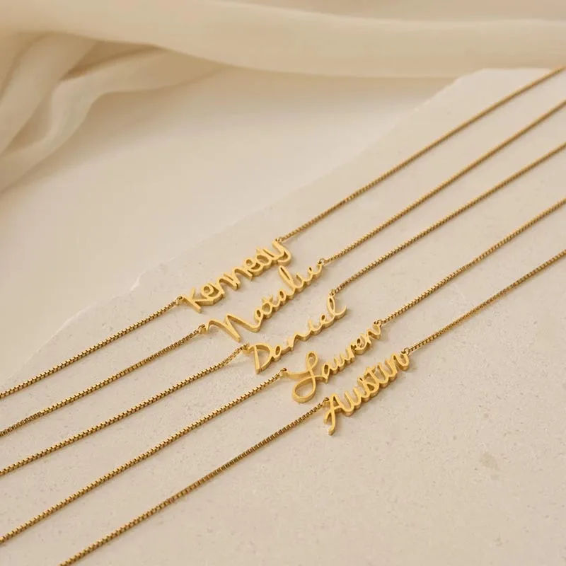 Custom Name Necklace For Women Any Font with Box Chain Gold Nameplate Necklace Best Friend Perfect Birthday Gift Choker 2023