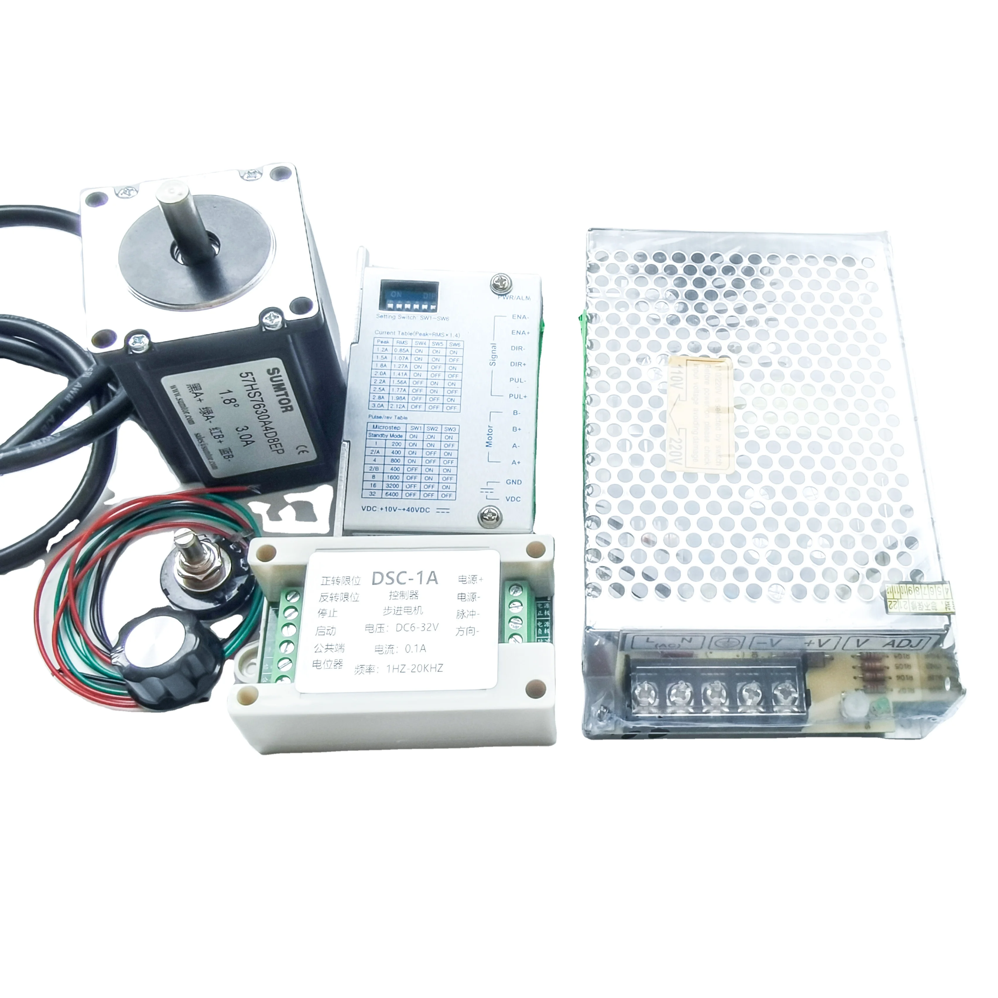 

Гибридный 2-фазный шаговый двигатель NEMA 23, 1,8 градуса, комплект драйверов шагового двигателя M430, коммутационная плата, источник питания 24 В, SUMTOR