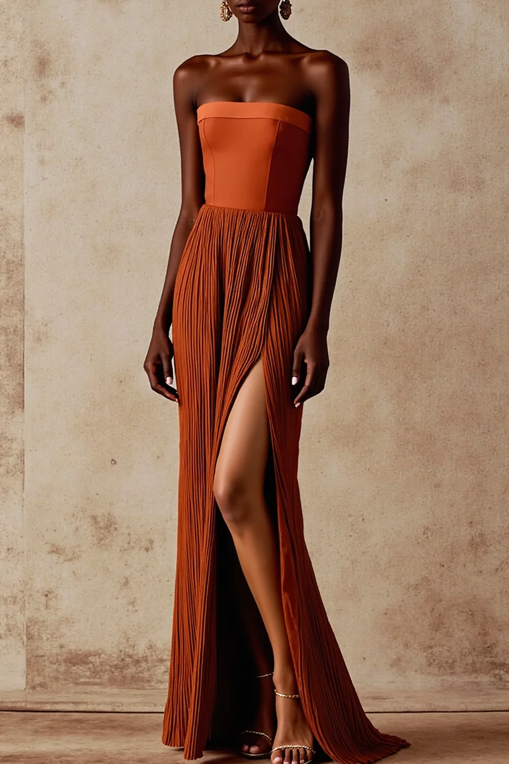 High Quality Customized Strapless Orange Backless Floor Length Sleeveless Vestidos Elegantes Para Mujer Robes De Soirée שמלות