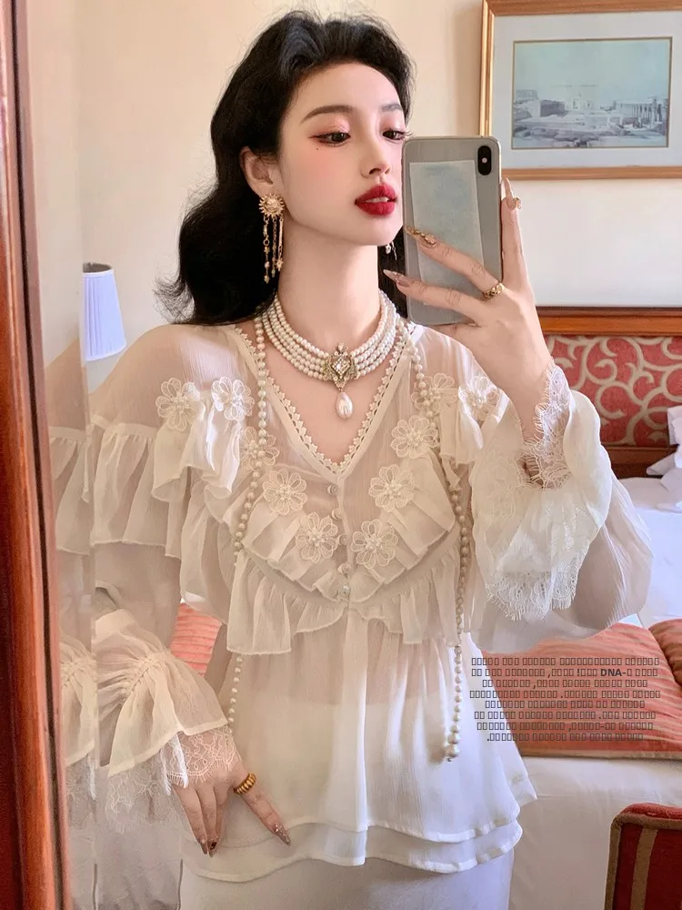 

Lulue Vintage White Victoria Satin irt Top Luxury Silk f Skirt Loose Fit Long Sve V-ne Regular Length Summer 2025