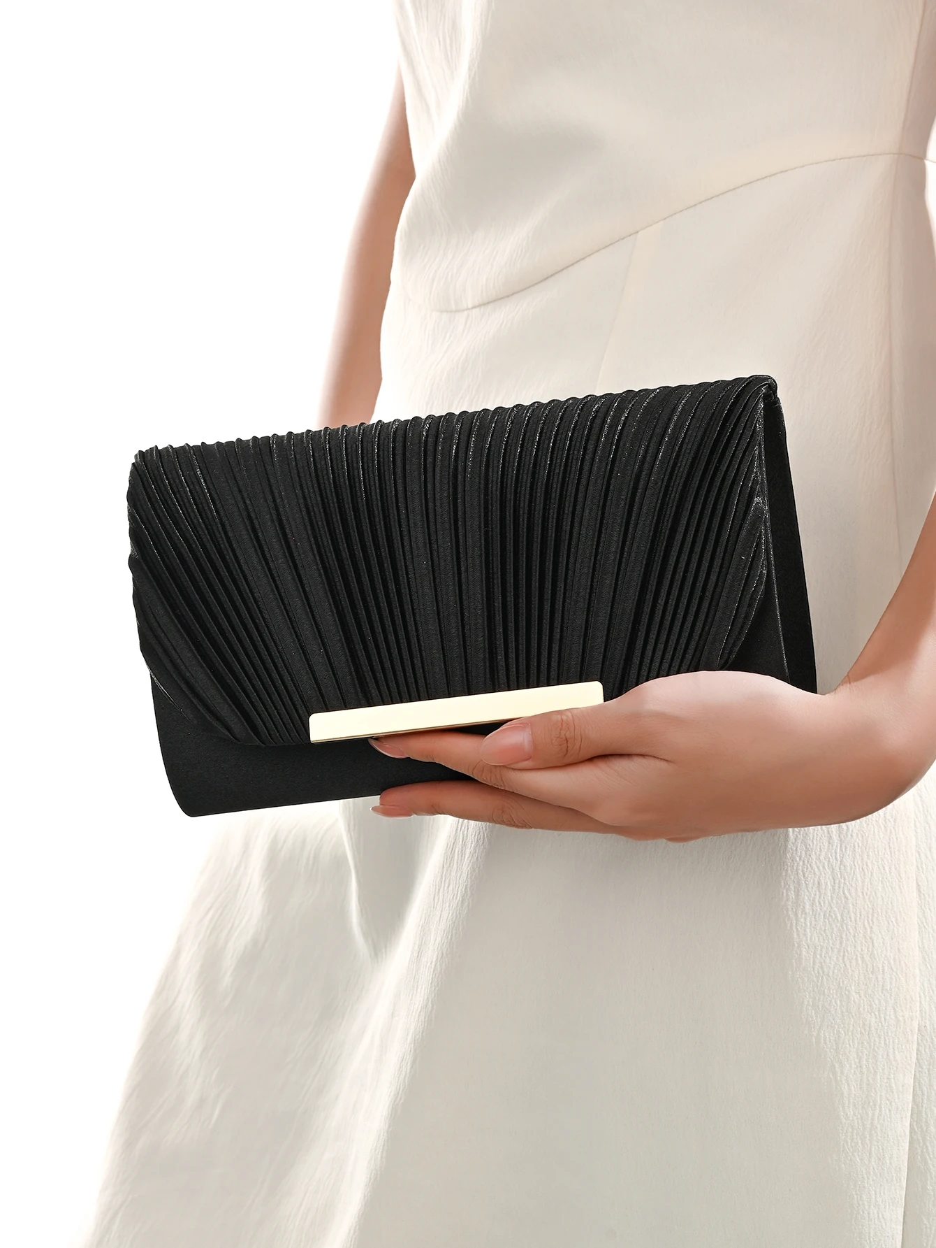 Damen-Abendtasche, Neue Kleine Quadratische Tasche mit Kette, Plissee-Design, Geeignet für Partys, Hochzeiten, Bälle, Bankette – Detail 10