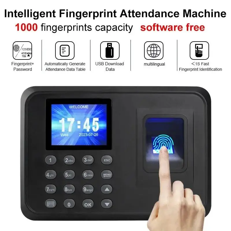 F01 (Fingerprint+Password) Intelligent Electronic Attendance Machine  USB Download Data Management Equipment for Office Factory