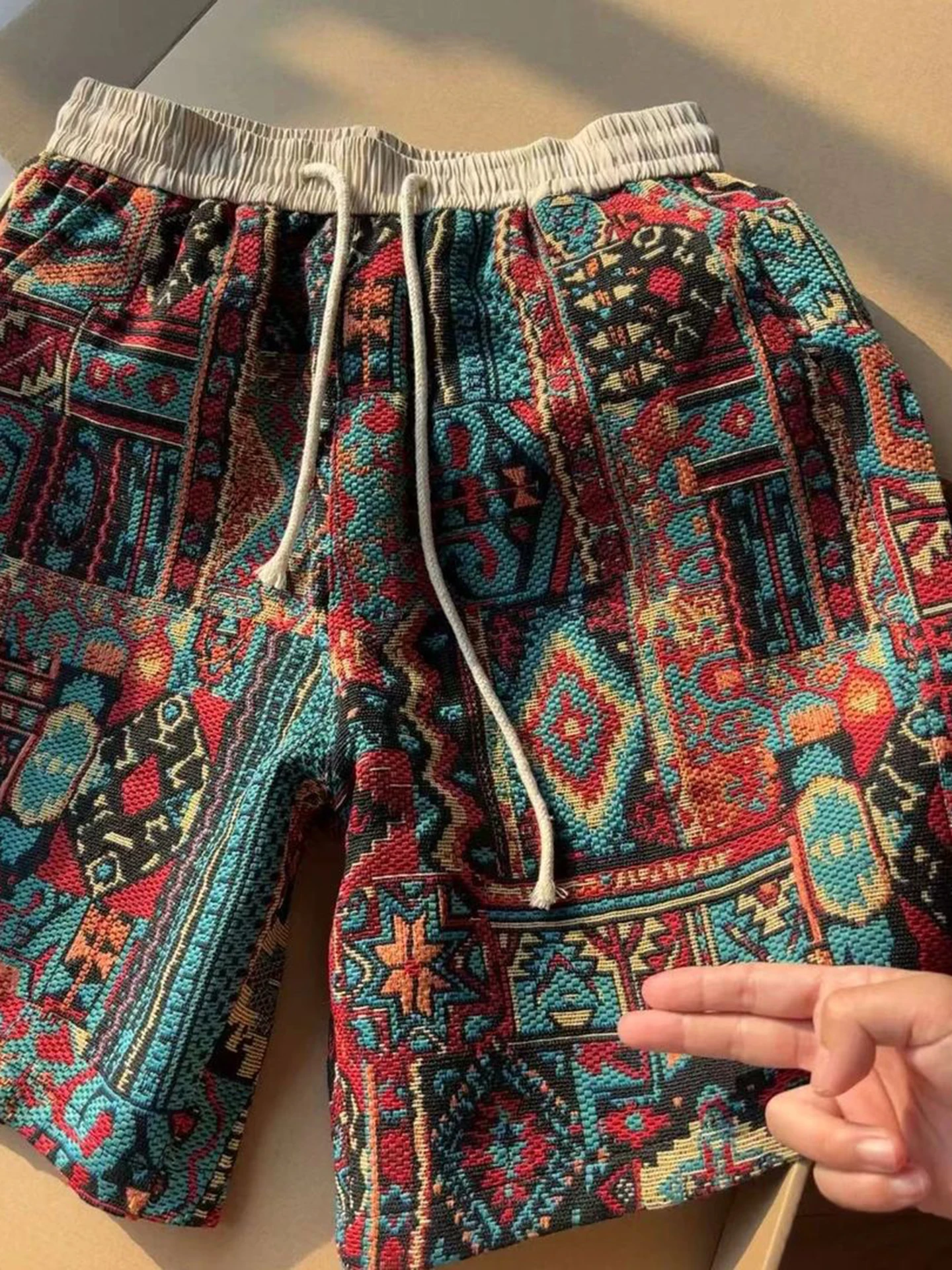 Hawaiian Etnic Sle Heren Sport Orts Zomer Amerikaanse Retro Losse Vijfkwart Strandbroek Casual Broek met Rechte Pijpen