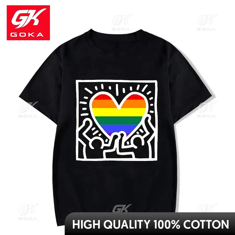 T-shirt Imprimé Coeur Arc-en-ciel, T-shirt LGBT, Mois De La Fierté, Lesbienne, Gay, Bisexuel, Transgenre, Dîner, Y2k, Y-Tee,