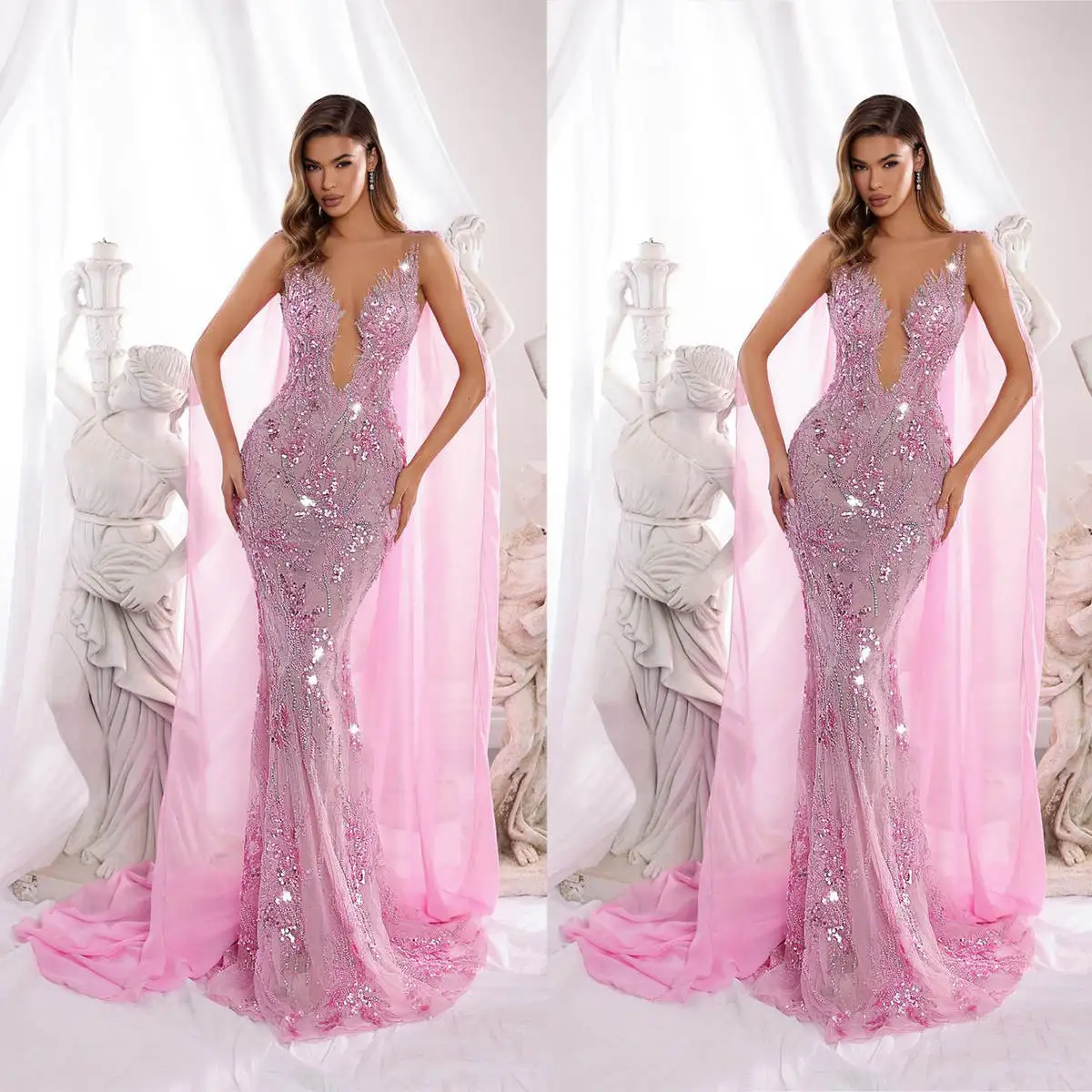 Sexy Mermaid Prom Dresses Sequins Appliques Evening Dress Formal Party Second Reception Birthday Gowns