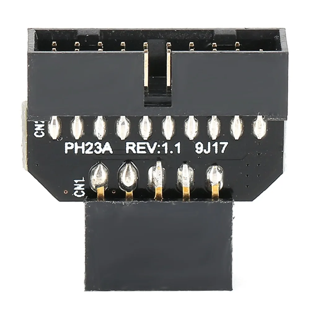 USB 2.0 9Pin to USB 3.0 19P Motherboard Header Adapter, PH23A Black USB 2.0 9Pin Adapter Motherboard Header Adapter PC Assembly