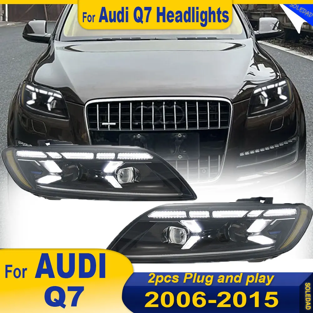Car For AUDI Q7 2005 2006 2007 2008 2009-2015 Headlight Modification Q8 FULL LED Head Lamp DRL Signal Projector Lens Automotive