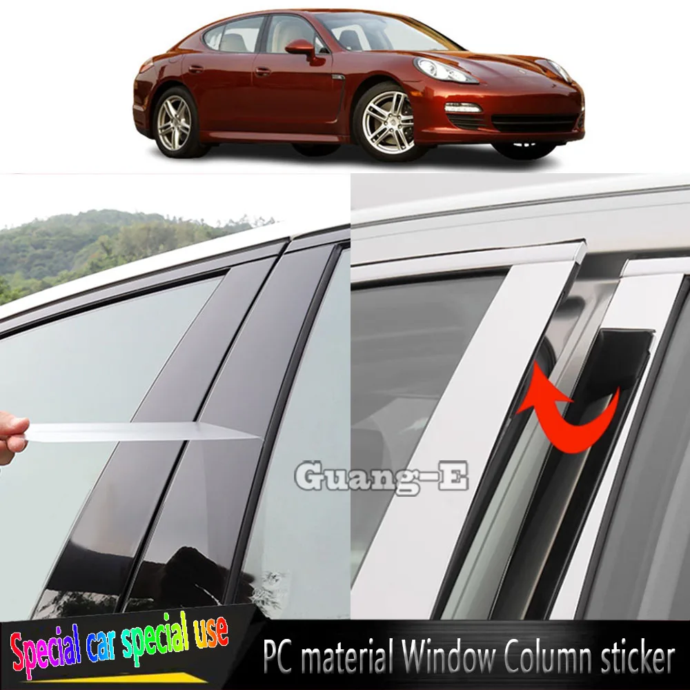 

For PORSCHE Panamera 2010 2011 2012 2013 2014 2015 2016 Car Center TPU/Glossy Mirror Pillar Post Cover Stickers Accessories 4PCS