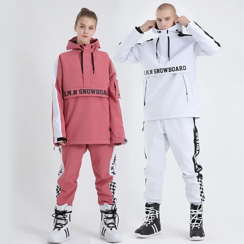 New 2024 Couple Skiing Suit Set Snowfield Outdoor Warm Windproof Men's Ski Tracksuit Women Snowboard Sport Winter Tops and Pants