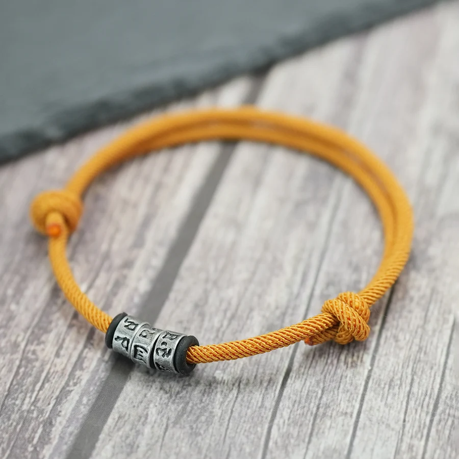Braided Rope Bracelet for Men Personalized Mystic Symbol Handmade Beaded Adjustable Sliding Rope Homme Casual Accessories