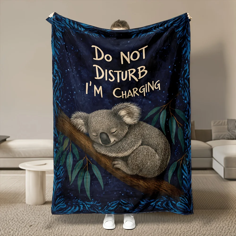 Starry Sky Sleepy Koala Star Throw Blanket for All Indoor Space Daily Relax Birthday Anniversary Cosmic Animal Hobby Gift