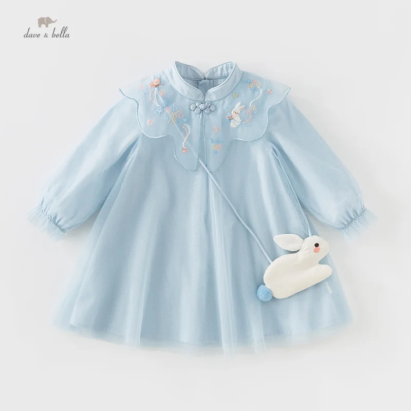 

Элегантное платье Dave Bella для девочек, осенне-весеннее хлопковое детское очаровательное кружевное сетчатое платье, верхняя одежда принцессы, детская одежда DB3236161