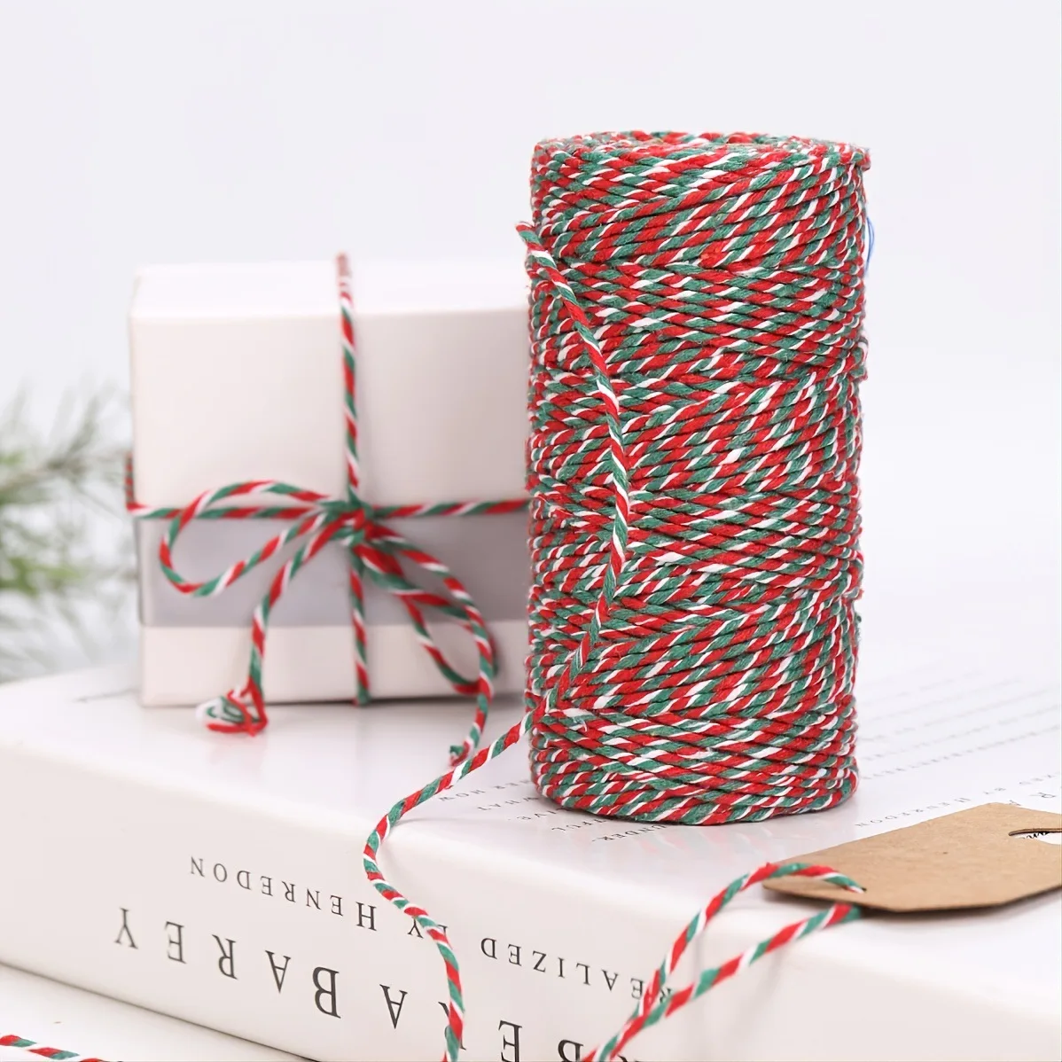 100m X 1.5mm Cotton Cords Red Green White Mixed Color Hang Tag String Rope Twine Thread DIY Gift Wrap Ribbon Christmas Decoratio