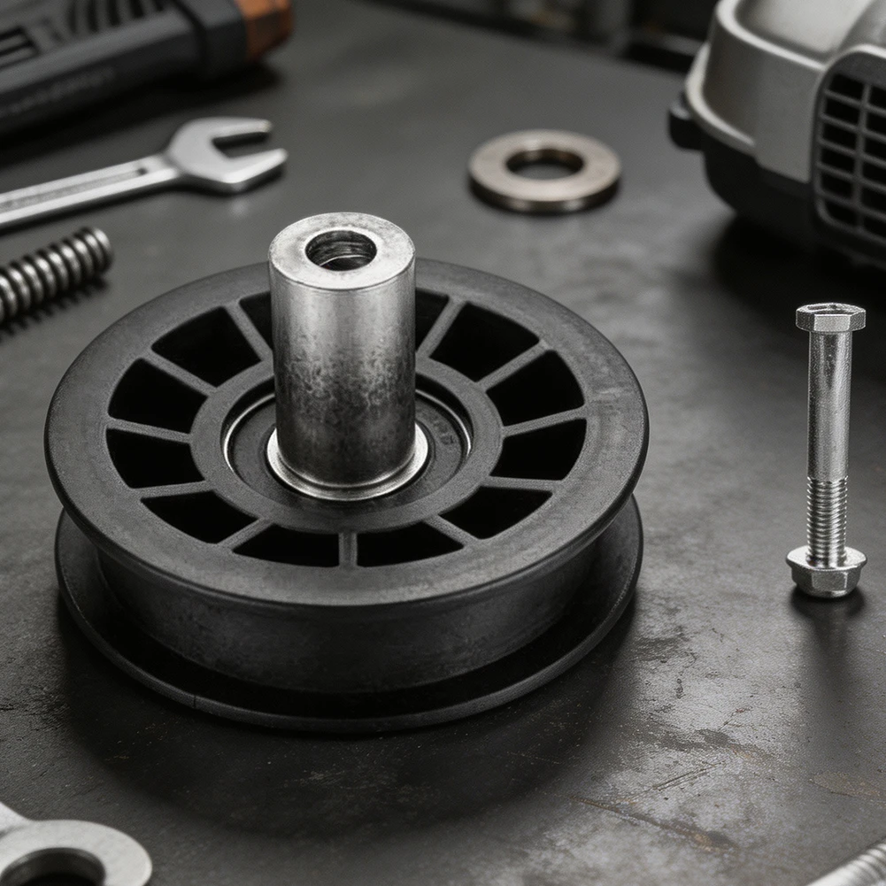 Riding Mower Pulley Flat Belt Pulley Silver Black High-strength Plastic Construction Pre-lubricated Steel Bearings