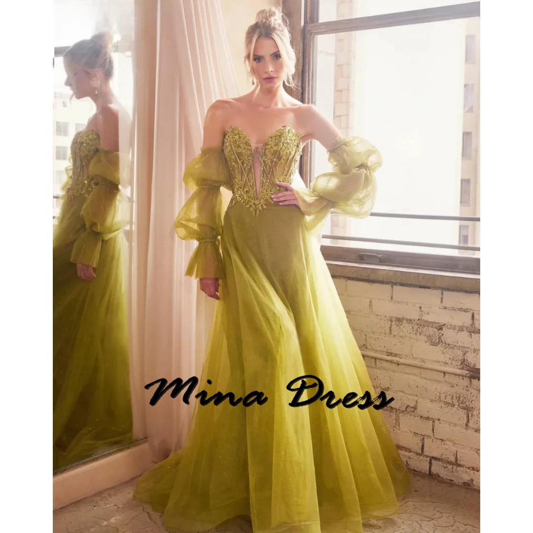 

Mina Customized Backless Evening Dresses for Formal Occasions Puff Sleeves Strapless Elegant Party Dresses for Women 2024 Dress