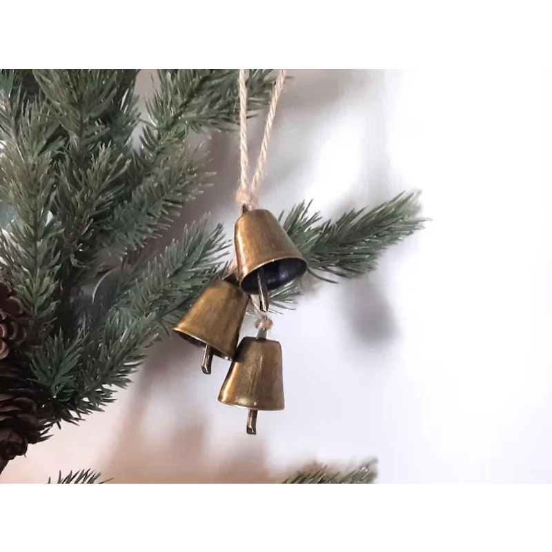 1pc Antique Brass Bell Christmas Garland – Homespun Homestead Rustic Decor, Ideal for Mantel & Christmas Tree