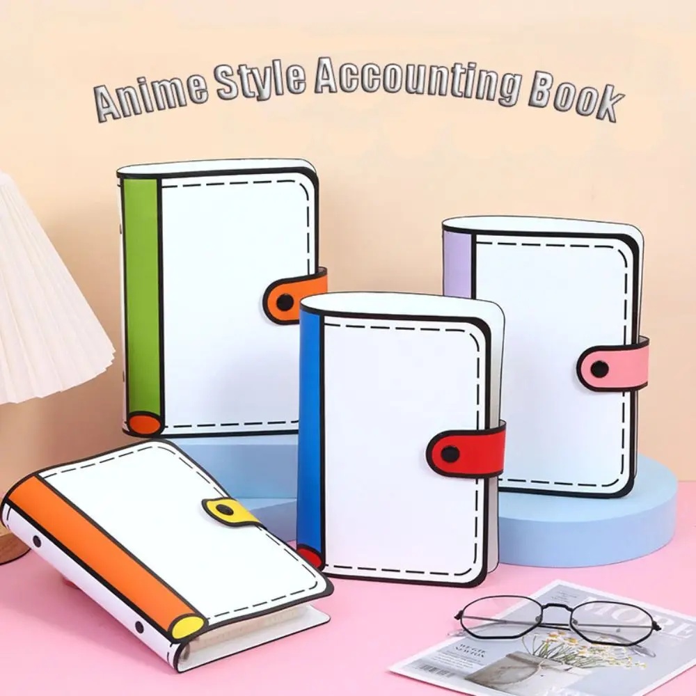 Funny A6 PU Leather Notebook 100Sheets Notepad Accounting Book 6-hole Budget Sheet Writing Notepad Planners