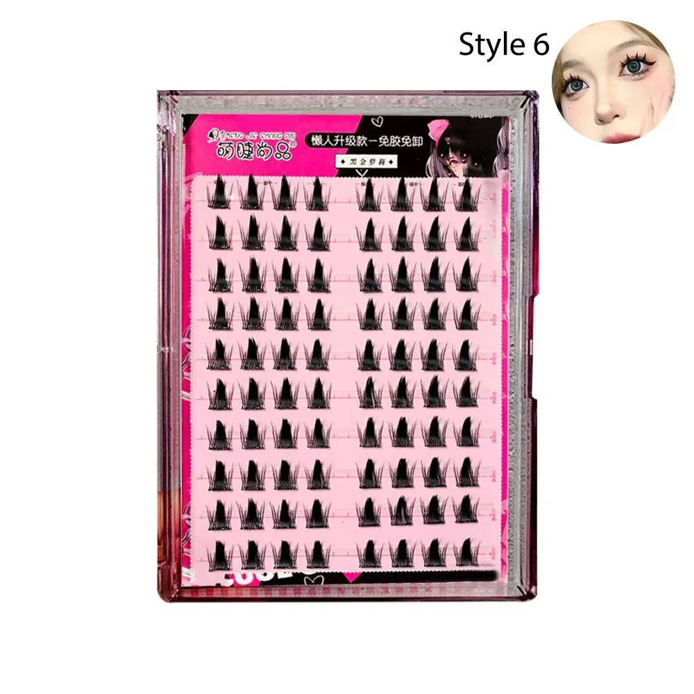 Premere su ciglia finte realistiche senza colla, nessuna colla necessaria, ciglia a grappolo autoadesive riutilizzabili, aspetto naturale nero