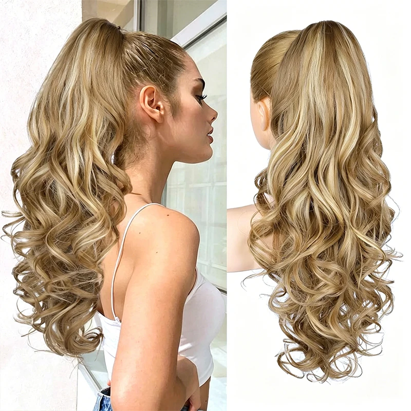 

Synthetic Long Curly Ponytail Heat-resistant Claw Clip in Hair Extension Daily Easy to Wear Hairpiece for Women