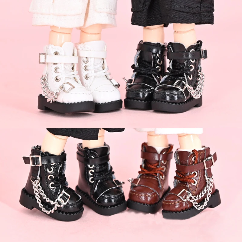 Ob11 Doll Locomotive Style Leather High Top Shoes Doll Casual Shoes With Shoelace For Penny, YMY, Ob11, Obitsu 11, Holala, Gcc