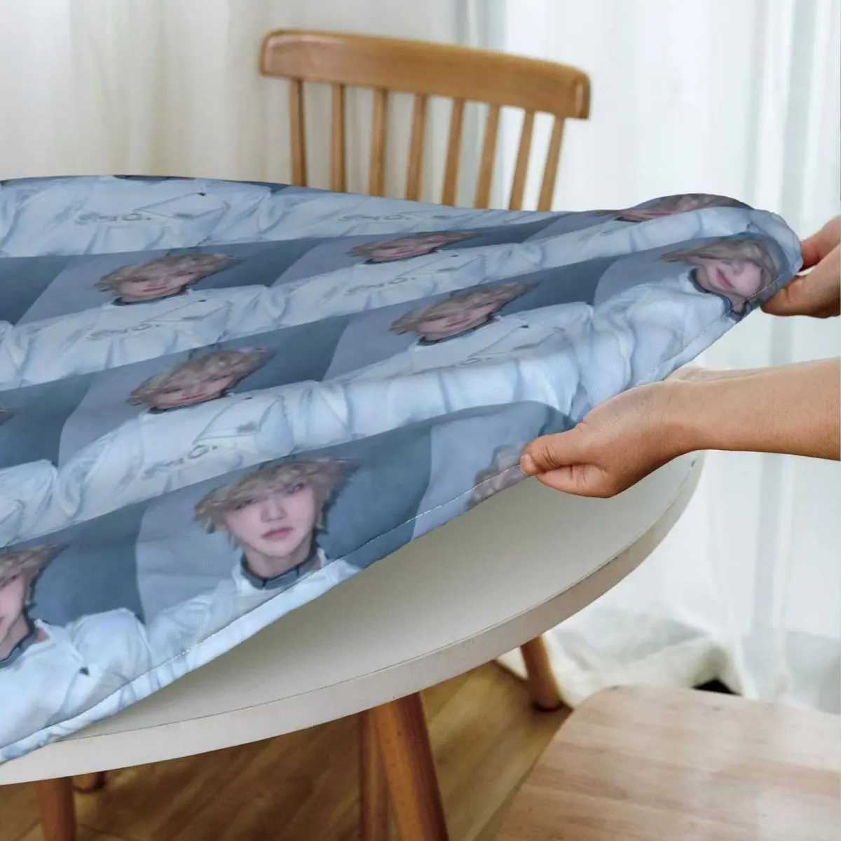 Jungwon En Kpop Waterproof Round Tablecloth Oilproof Table Cloth for Kitchen Events Dining Table Cover