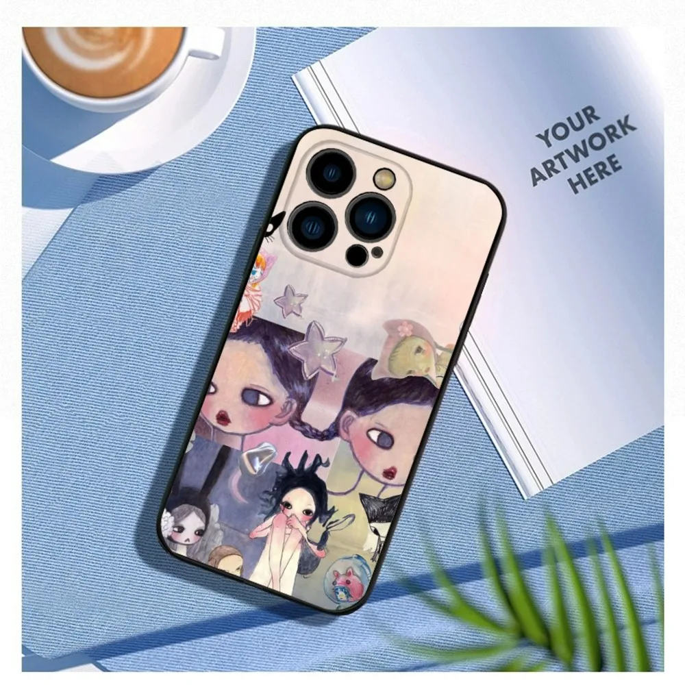 A-Aya Takano Japanese painter Phone Case For iPhone15,14,13,12 Mini 11 Pro XR,X,XS,MAX 7,8 Plus Silicone Cover Soft Black