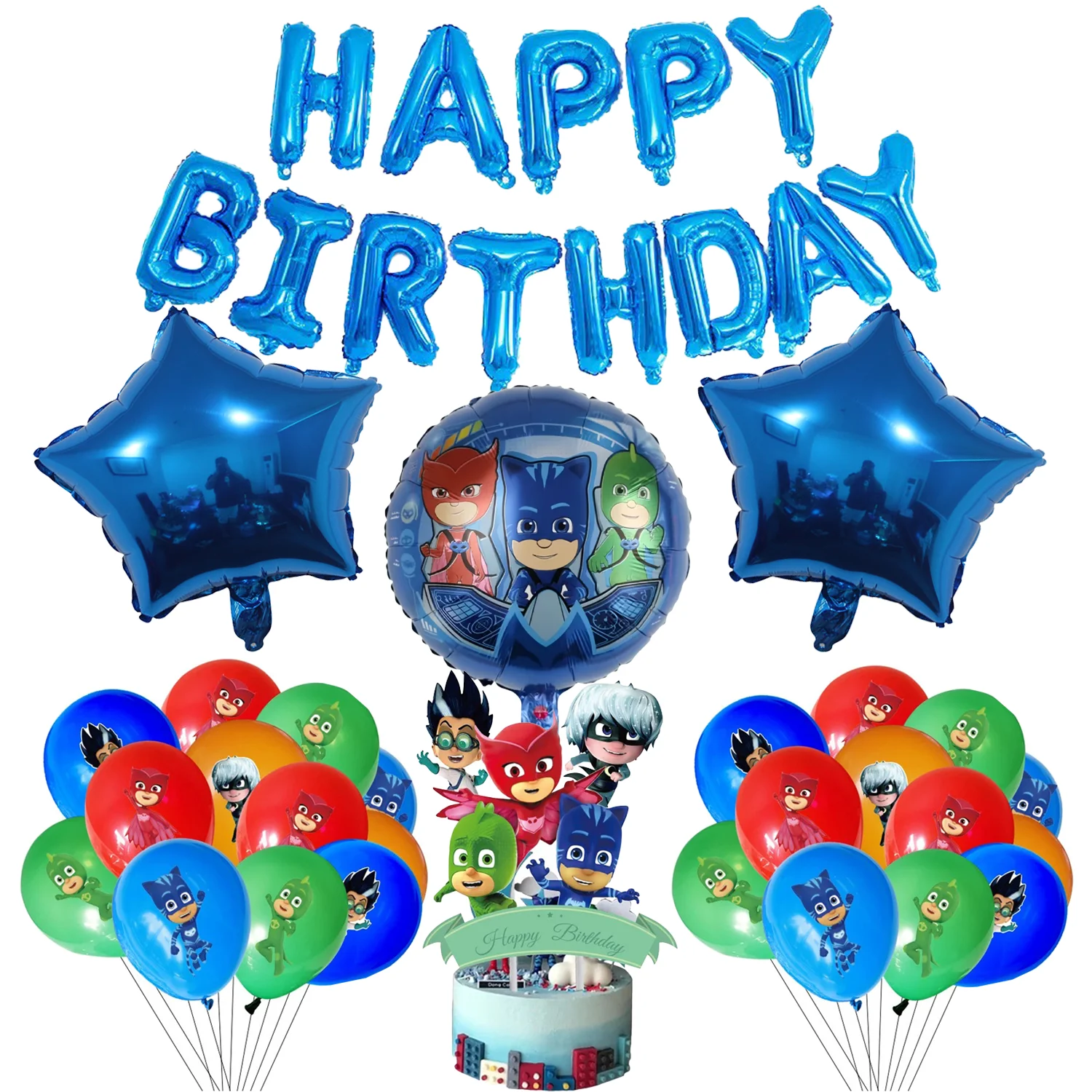 Pj masks Avatás 32inch Cucc Ballon beállítása pj maska connor Alumínium fólia balloons gyerekeknek fiúk születésnapi Avatás 1 2 3 4 5 6 7 8 9th Gyermek-