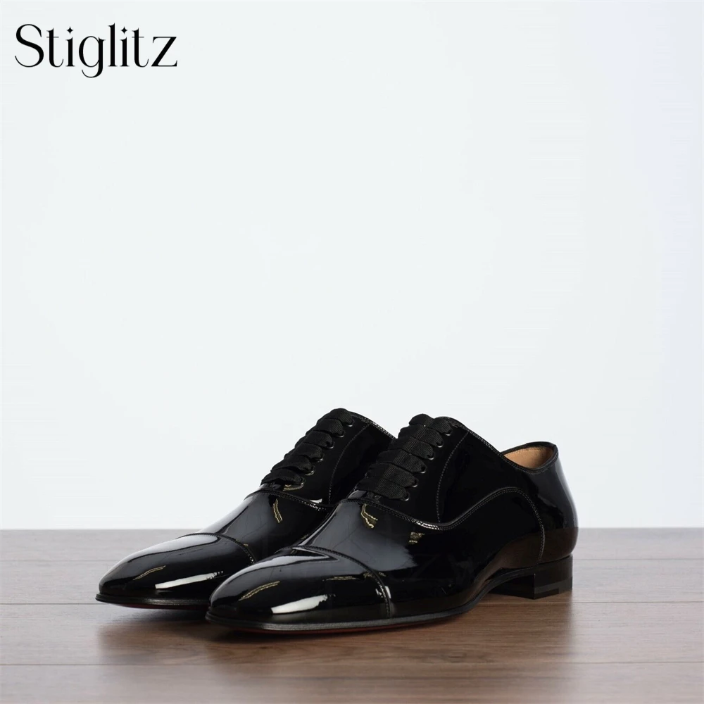 

Lace-Up Oxford Shoes in Black Patent Leather Timeless Elegant Style Dress Shoes for Formal Occasions Handmade Men Leather Shoes