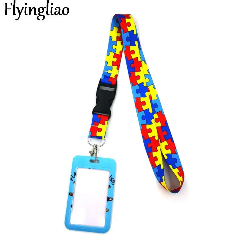 Autism pattern Light blue Neck Strap Lanyard for key lanyard card ID Holder Key Chain for Gifts Key Lanyard Neck Straps Key Ring