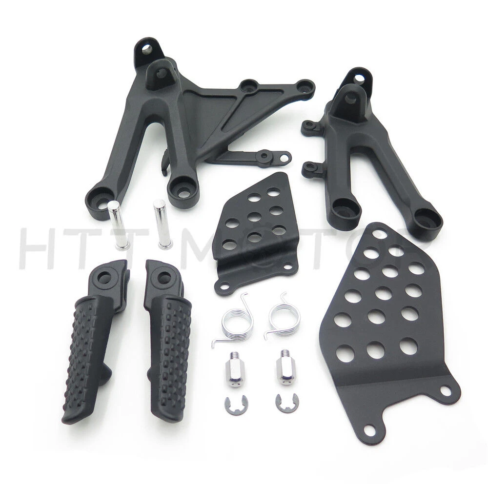 For Honda CBR1000RR 2004-2007 2005 2006 Black/Silver Aftermarket Motorcycle Parts Front Footrest Foot Pegs Bracket Set