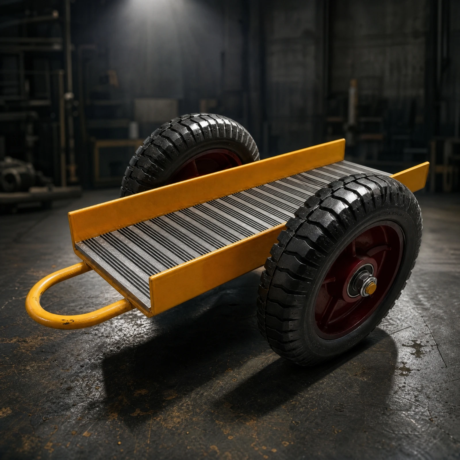 Channel Steel Material Cart Rugged Cart with Channel Bed Panel Dolly High Capacity Trolley Stable for Construction Crews