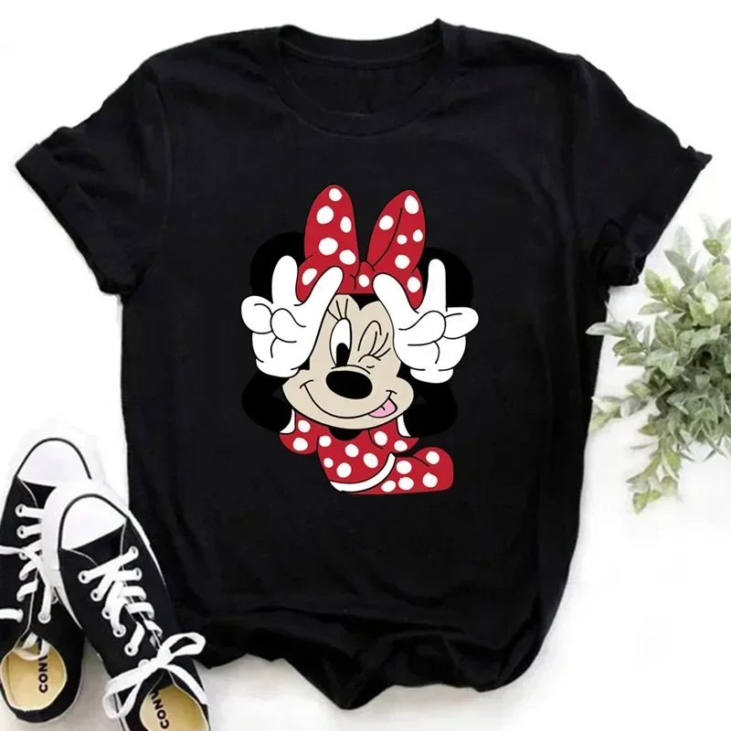 

Summer 2024 Mickey Minnie Disney T-shirt Cotton Short Sleeve Tshirt Boy Girl Clothing Funny Fashion Streetwear Baby Kid Top Tee