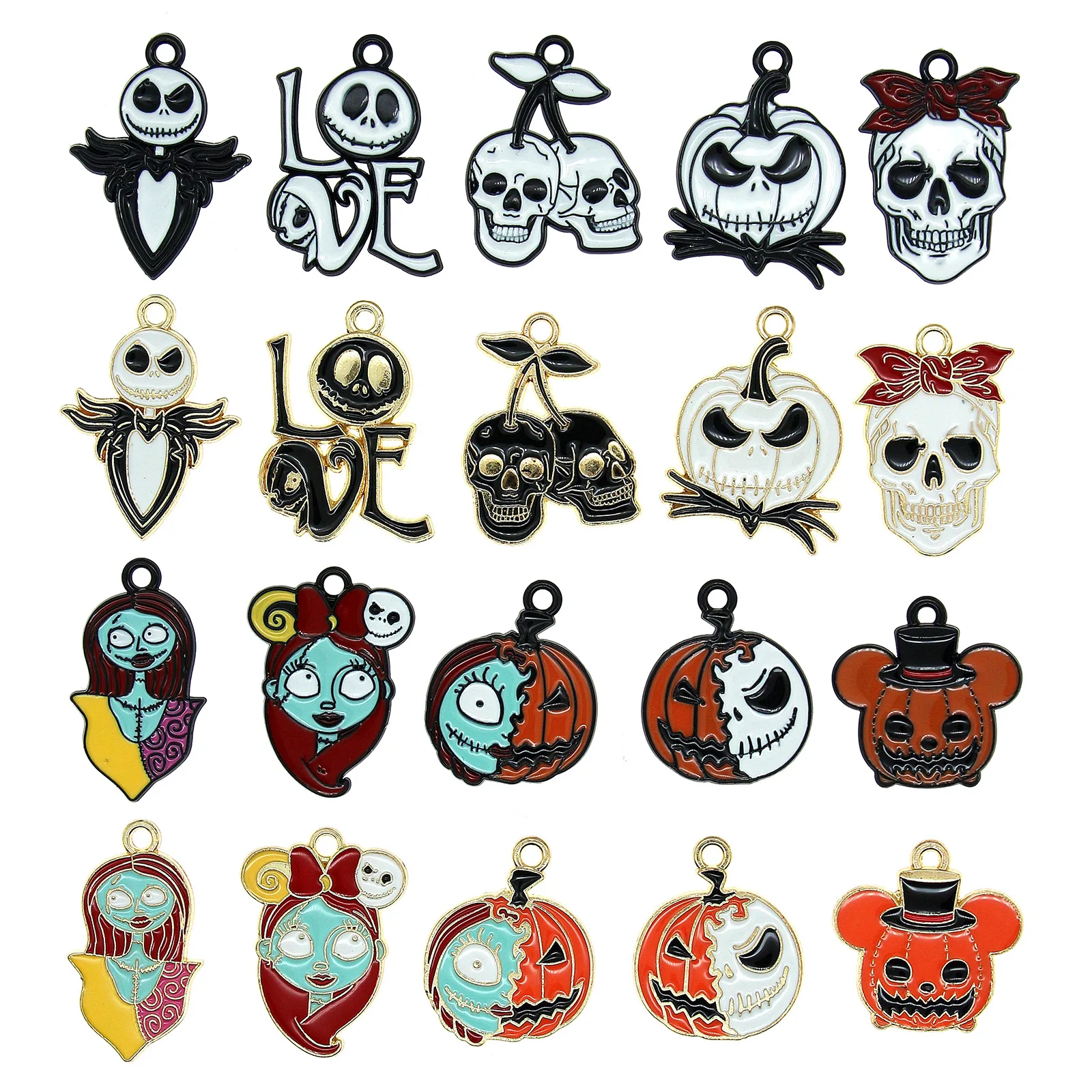 10PCS Ghost Skull Halloween Pumpkin Alloy Jewelry Pendant Diy Jewelry Making Pendant Earring Eardrop Keychain Crafts Charm