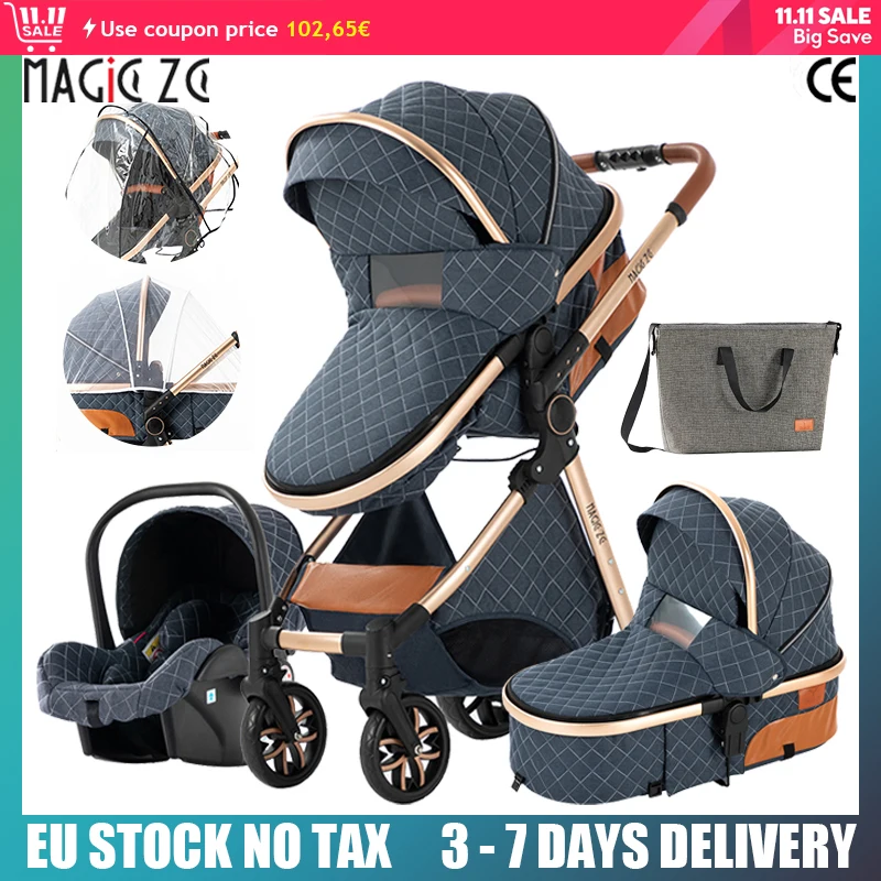 3-IN-1 Lightweight Baby Stroller Luxury High Landscape Stroller For Newborns Compact Rain Cover Pushchair For Infant New 2024