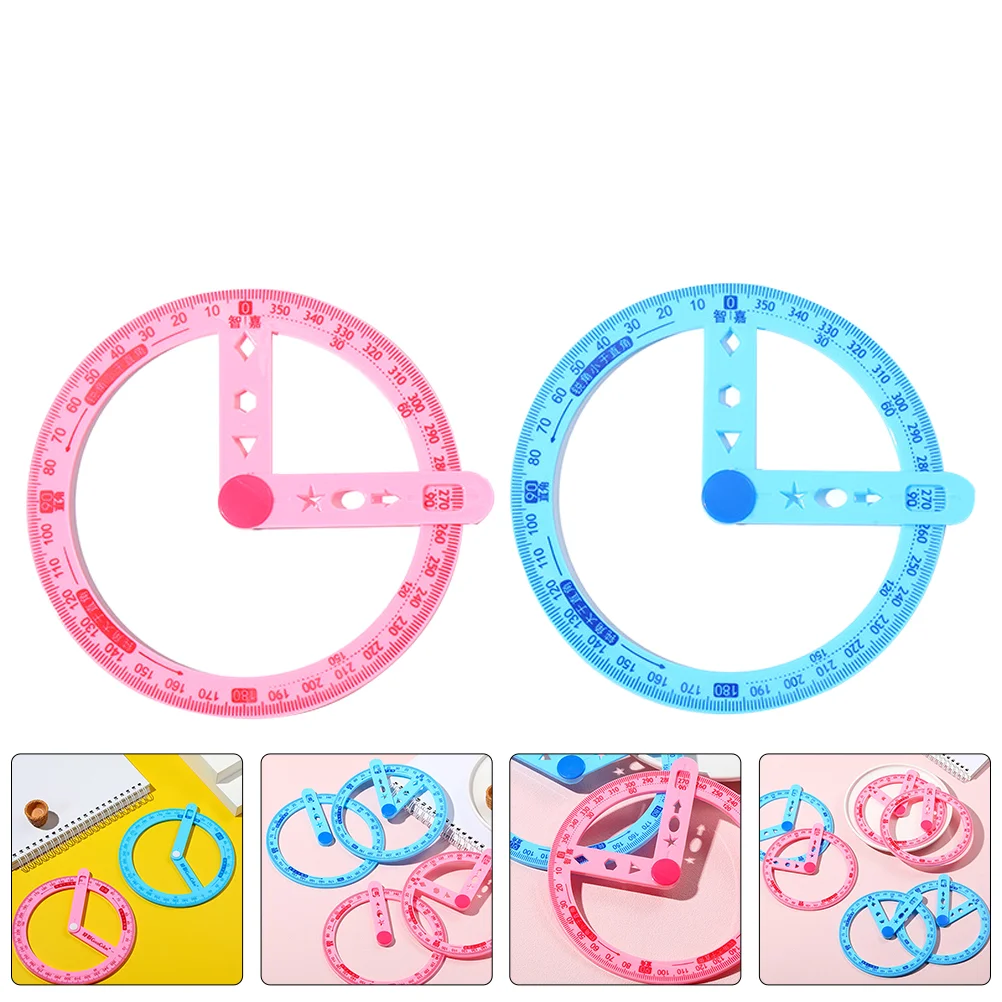 6 Pcs 360 Protractor Multi-function Creative Circle Demonstrator Plastic Ruler Drafting