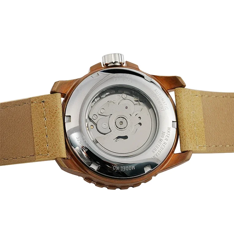 Reloj personalizado resistente al agua de 300M con indicador de fecha y Esfera luminosa para hombre, caja de bronce, movimiento mecánico NH35, reloj Steeldive