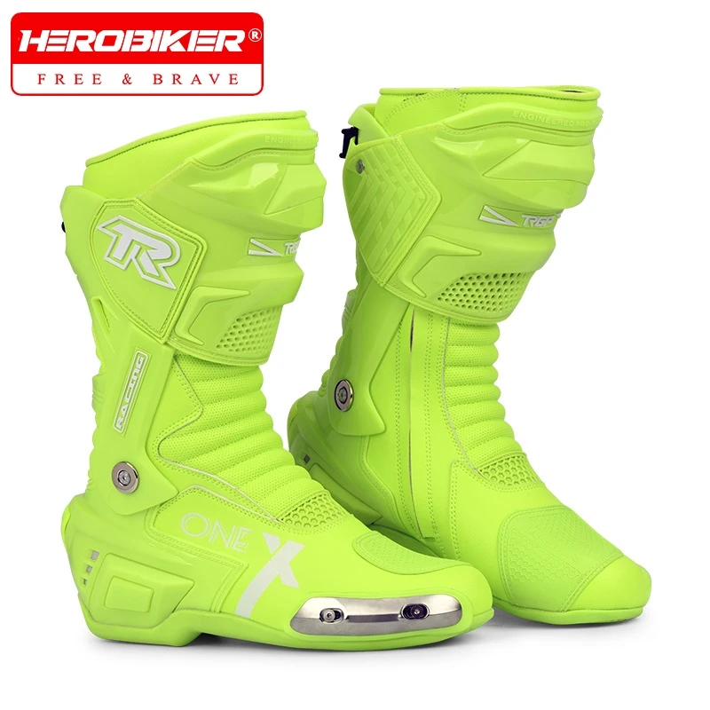 

X-one Motorcycle Boot Metal Anti-collision Green Men Boot ATV Track Racing Botas Motocross Zapatone Activity Axis