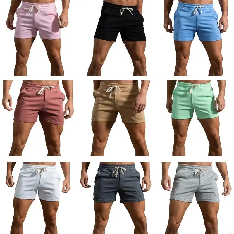 

77HE Cotton Training Shorts Moisture Wicking Activewear with Pockets for Hiking Cycling and Outdoor Activity