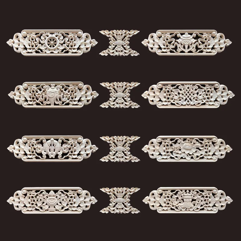 Decorative Wood Furniture Molding Carved Lines Corner Onlay Wood Applique for Decor Frame Cabinet Home Decor Figurines Wall Art