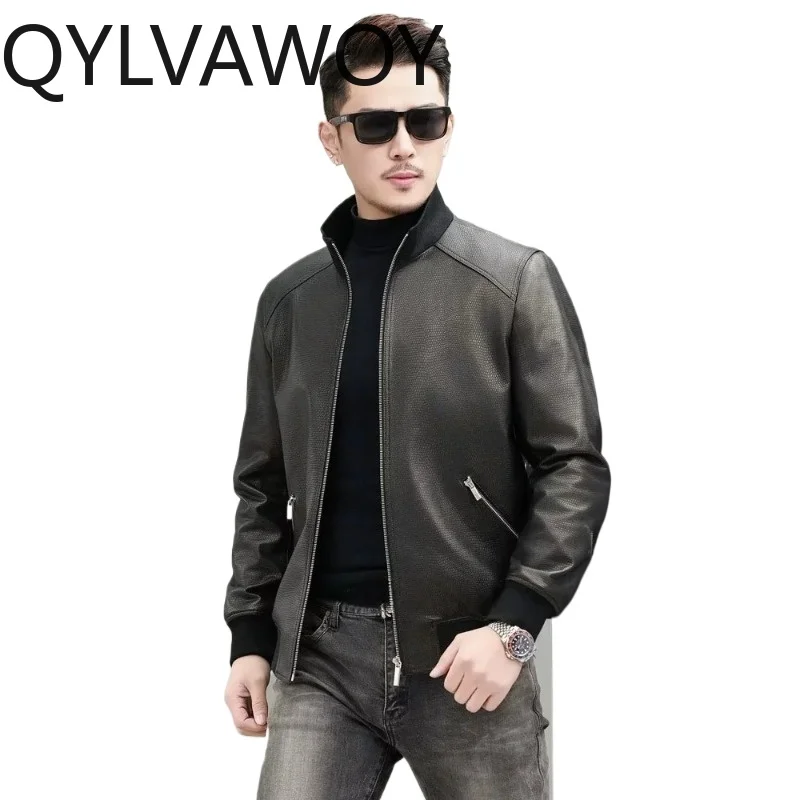 QYLVAWOY High Quality Top Layer Sheepskin 100% Genuine Leather Jacket Men Real Leather Coat Fashion Thin Man Leather Jackets New