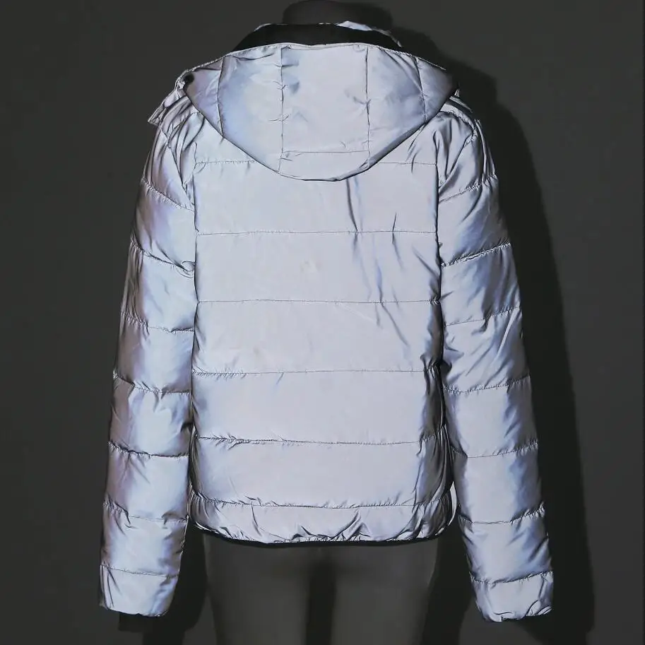 Drop Shipping jaket musim dingin reflektif pria wanita mantel hangat kasual Parka jaket bertudung lepas pasang pakaian luar keamanan jalan malam
