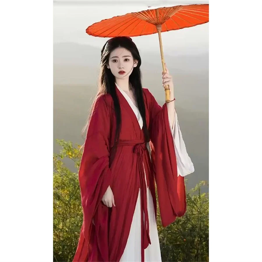 Original Weighing Hanboks Wei Jin Hanfu Women Girdling Cross Neck Halloween Carnival Ancient Chinese Wuxia Costume Women