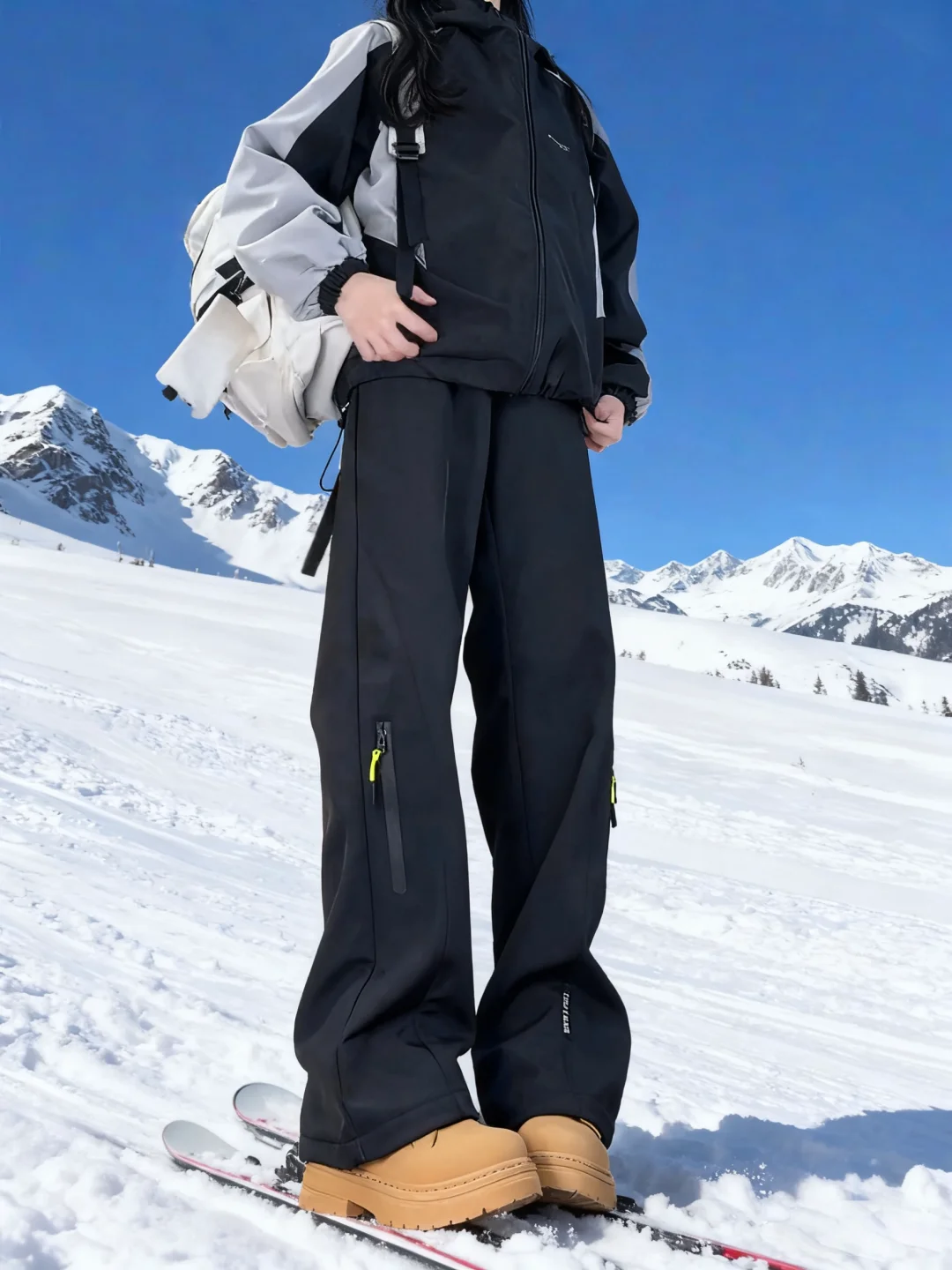 

Thiened Fce Winter Ski Pants Men's Casual Straight Leg Trousers for Hiking And Climbing in Extreme Cold Weather