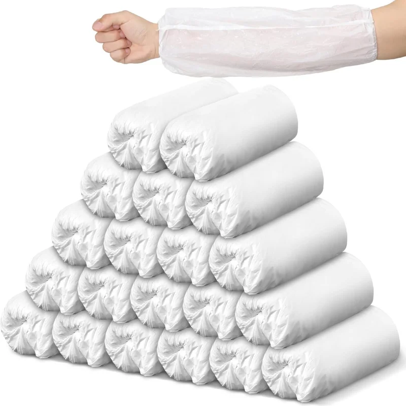 

200 Pcs Plastic Disposable Sleeves Arm Protectors Bulk Waterproof Sleeve Protector for Arm with Elastic on Cuff
