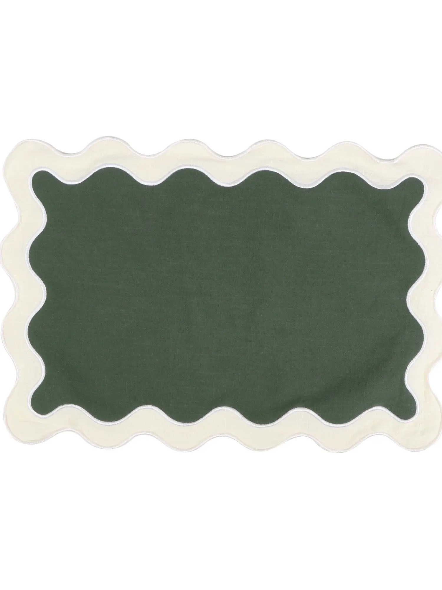 Napperons brodés de haute qualité, design vintage à bords ondulés et blocs de couleur, réutilisables, pour décoration de mariage et de banquet