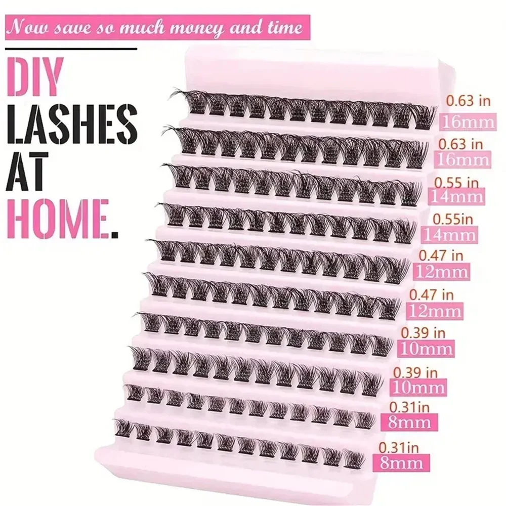 120 Cluster-Wimpern, 8–16 mm schlanke Wimpernverlängerung, natürliches Aussehen, D-Curl-Feder-Design, verbessern Sie Ihr Augen-Make-up
