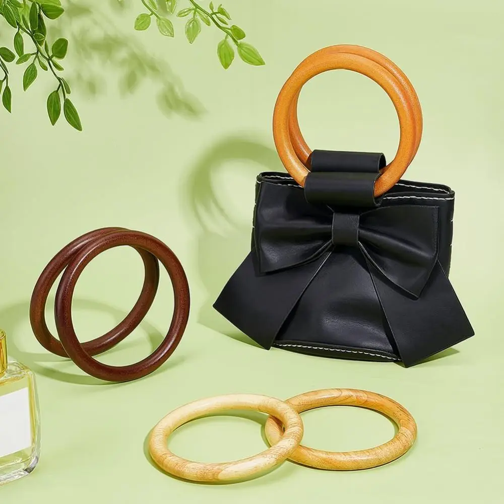 Handcraft Wooden Handbag Handles Round DIY Bags Handgrip Purse Handles