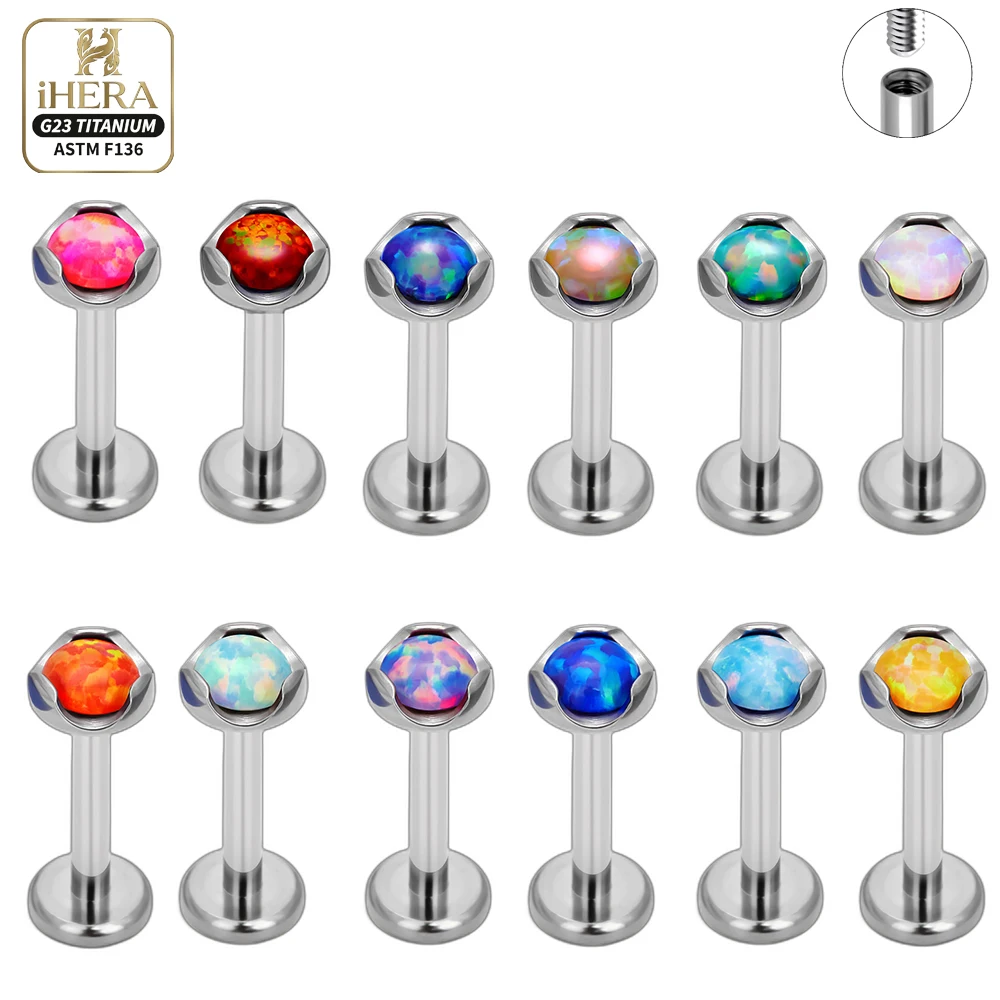 

ASTM F136 Titanium Flower Opal Labret Stud Lip Monroe Medusa Conch Helix Tragus Cartilage Piercing Body Jewelry Wholesale Lot